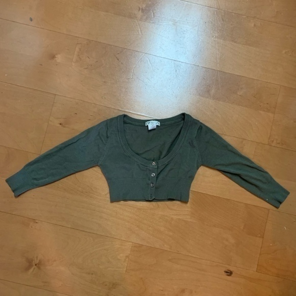 Forest Green Button Down Crop Top Size XS